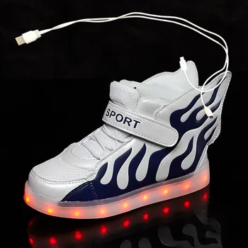 Новые светящиеся кроссовки с USB-зарядкой, детские кроссовки, светодиодные крылья ангела, детская светящаяся обувь для девочек и мальчиков