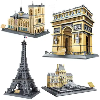 Создатель Строительный блок, Архитектура Франции, Собор Нотр-Дам, Эйфелева башня, Триумфальная арка, Лувр, Обучающие Кирпичи, игрушка