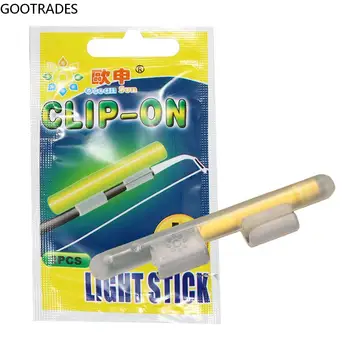 5 упаковок/10 шт. Светящиеся рыболовные световые палочки с зажимом, рыболовные поплавковые световые палочки для ночной рыбалки