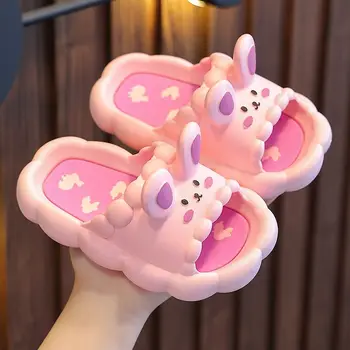 Детские тапочки, детская ванночка для мальчиков и девочек, противоскользящие сандалии с мультяшным кроликом