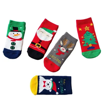 Осенне-зимние утолщенные махровые носки на флисовой подкладке, Рождественские Чулки, подарочные носки, Хлопковые детские носки для мальчиков и девочек