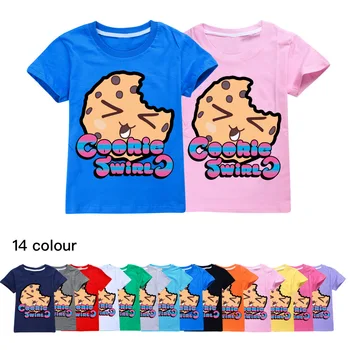 Летняя детская футболка COOKIE SWIRL C, Хлопковые повседневные футболки с короткими рукавами для мальчиков, Детская одежда, Футболка с мультяшным принтом для девочек, топы с круглым вырезом