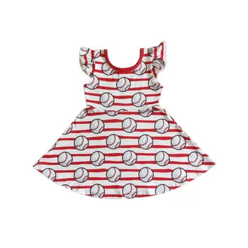 Бутик Одежды для мальчиков и девочек, Летние Повседневные платья с развевающимися рукавами, Красное платье длиной до колен с принтом в виде шарика