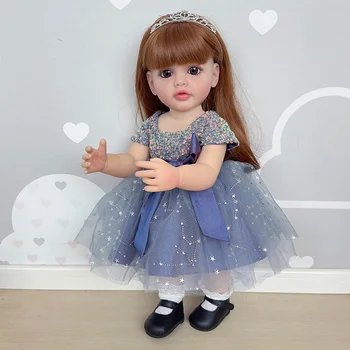 22-дюймовая мягкая силиконовая виниловая возрожденная кукла для маленьких девочек, Бетти, 3D кожа, видимые вены, Парик, волосы, подарки для детей, Прямая доставка