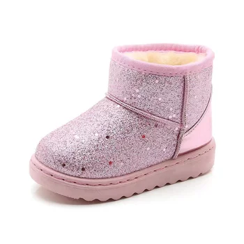 Детские Зимние ботинки, Новинка 2022 года, Детские резиновые сапоги с мягкой подошвой, Блестящие теплые плюшевые зимние ботинки для девочек, Детская обувь Chaussure Fille