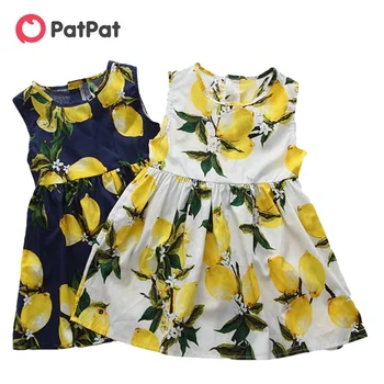 PatPat/ Новое поступление, летние детские платья для девочек, платье с принтом лимона длиной до колена, Детская одежда