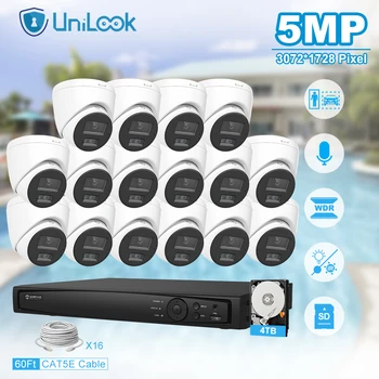 Unilook Security Protection 5MP Mini IP Camera System Kit 16шт IP-камера для помещений 16CH 4K NVR Система видеонаблюдения P2P View IP66