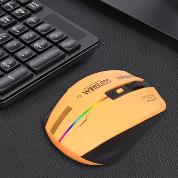 Мышь SENLIFANG RGB с 6 кнопками зарядки Type-C, DPI, беспроводная мышь с отключением звука, 2,4 G Оптическая с USB-приемником для ПК