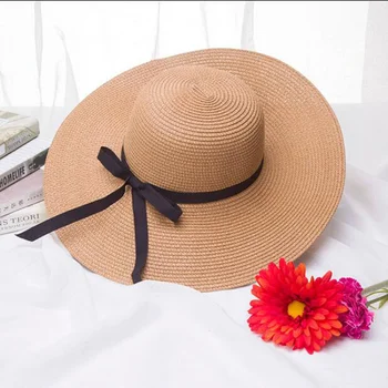 Новая простая Складная соломенная шляпа для девочек с широкими полями, Солнцезащитная шляпа, Пляжная женская летняя шляпа, дорожная кепка с защитой от ультрафиолета, Женская кепка
