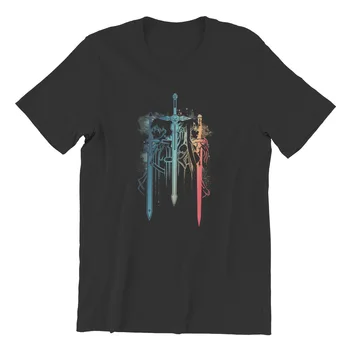 Мужская футболка Sword Art Duo, Черные Забавные футболки Оверсайз, Мужские хлопковые футболки, топы, Уличная одежда в стиле Харадзюку