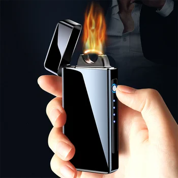 Электрическая плазменно-дуговая зажигалка USB, Перезаряжаемые Ветрозащитные зажигалки Со светодиодным индикатором мощности, Зажигалка для свечей для сигарет