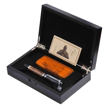 Металлическая авторучка Duke 551 Confucius с подарочной коробкой, натуральный бамбук, большой Размер, средний/Изогнутый наконечник, Каллиграфическая Деловая офисная ручка