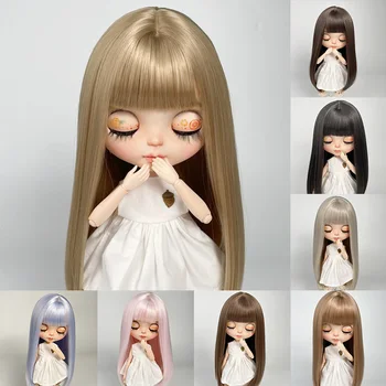 Кукольный парик BJD подходит для аксессуаров для кукол размера Blythe, парики из мягкого шелка, длинные волосы, модные прямые волосы, парики с седой челкой