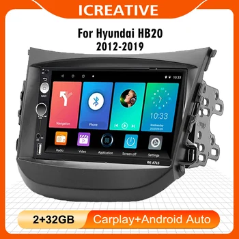 7 Дюймов 2 Din Carplay Для Hyundai HB20 2012-2019 Автомобильный Радио Мультимедийный Плеер Головное устройство с Рамкой Android Авто Стерео Авторадио