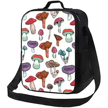 Большая сумка для ланча с грибами для женщин и мужчин, Водонепроницаемая изолированная сумка для ланча с регулируемым плечевым ремнем, Многоразовая Портативная