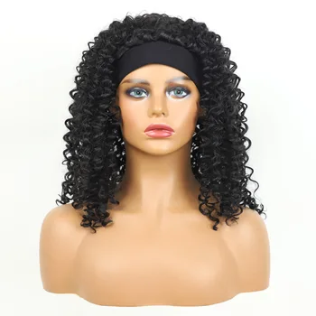 Парик с повязкой на голову OUCEY, Женский синтетический парик P1B/30, кудрявые Парики для черных женщин, термостойкие волокна синтетических волос