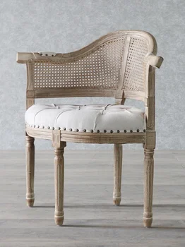 Изготовленное на заказ кресло во французском стиле Кантри, американский легкий Роскошный обеденный стул в стиле ретро, кафе, бар, Дизайнерское кресло для отдыха