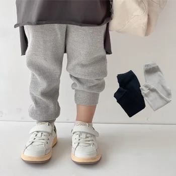 Детские повседневные брюки Jenny & Dave /новинка весны 2023 года, японские леггинсы с вафлями для мальчиков и девочек, спортивные штаны для девочек